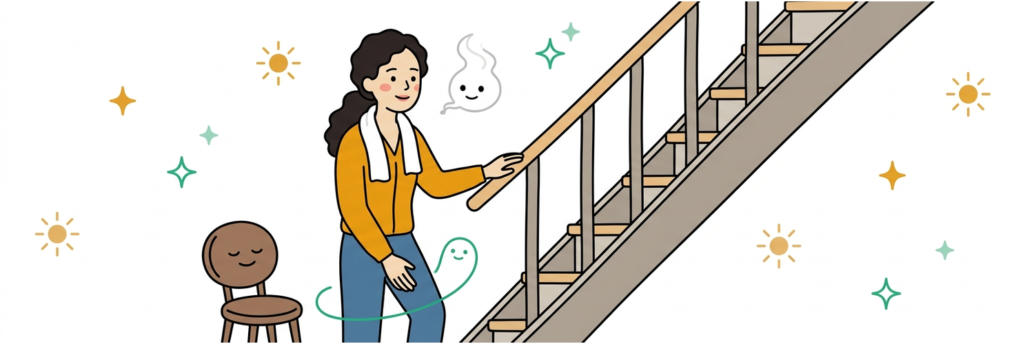 夜勤明けに二階へ上がる階段の三段目で、ふくらはぎが攣りそうになった朝