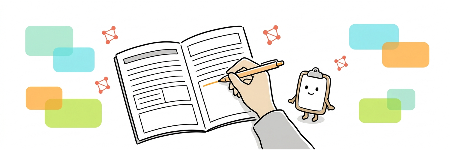 「家族の声」欄に一行を書き足す手元